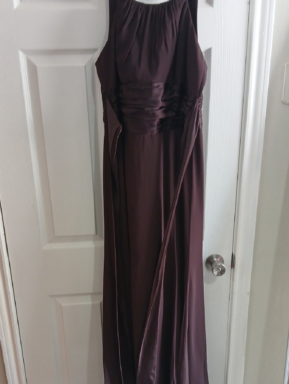 David's Bridal Plum Halter Maxi Gown